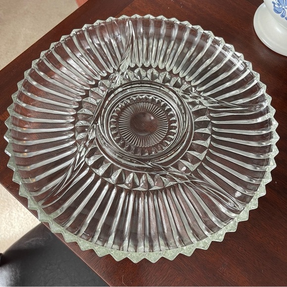 Vintage Clear Ribbed Glass 5 Section Divided Relish Tray Indiana Pressed Glass - Picture 1 of 8